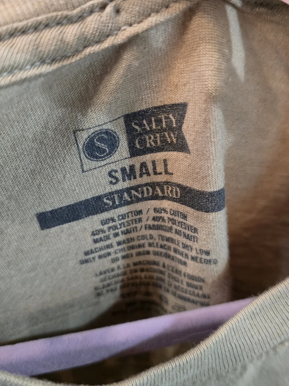 Salty Crew Tan Short Sleeve Tee with Flag Chest Logo